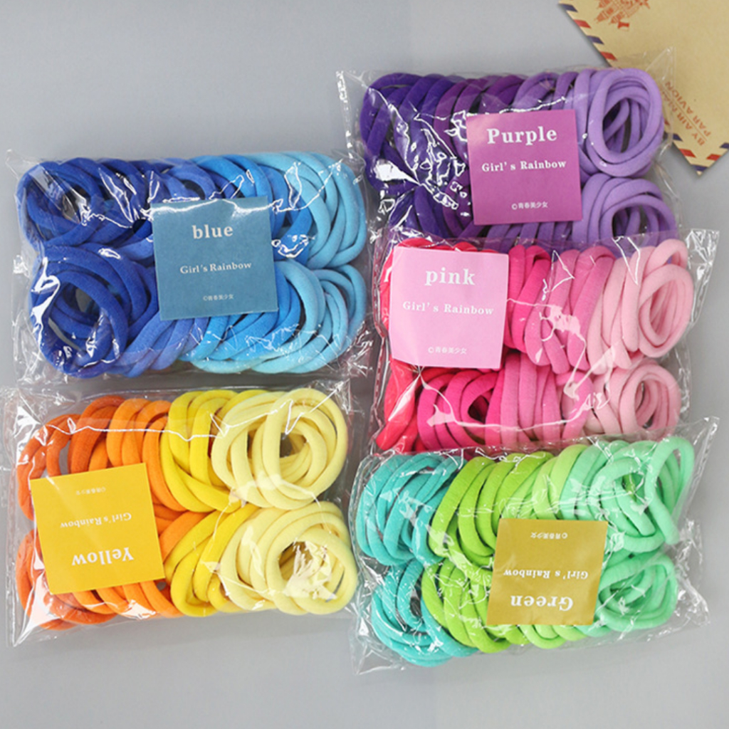 YIYIHOME ยางรัดผม ยางมัดผม ที่รัดมผม ที่มัดผม ไล่เฉดสี  สีสันสดใส เส้นนุ่ม ความยืดหยุ่นสูง 1ถุง/50เส้น - รูปที่ 2