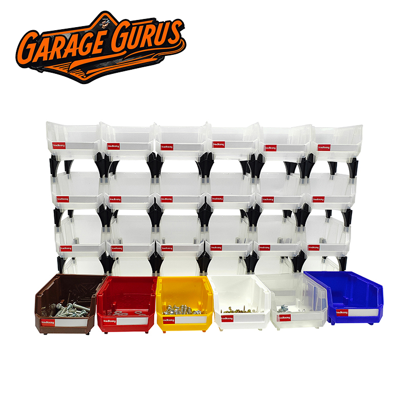 GARAGE GURUS กล่องอะไหล่ V1 6/24 ชิ้น 13.5*10.5*7.6ซม กล่องใส่น๊อต การจัดเก็บชิ้นส่วน วางซ้อนกันได้