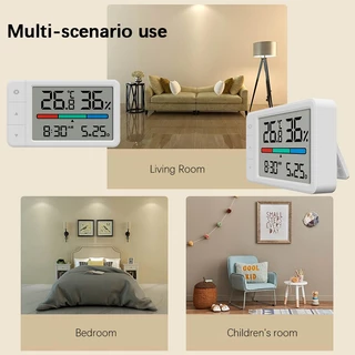Miaomiaoce เครื่องวัดอุณหภูมิความชื้นดิจิทัล พร้อมจอแสดงผลเวลาและวันที่ thermo-hygrometer สําหรับห้อง ควบคุมสภาพอากาศ