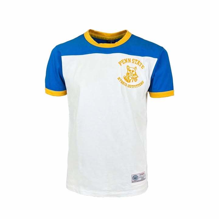 Hybrid T-Shirt Men เสื้อยืดผู้ชาย แขนสั้น สีขาว Cotton 100% ใส่สบาย ทรงพอดีตัว (MTS-1413BU/WH)