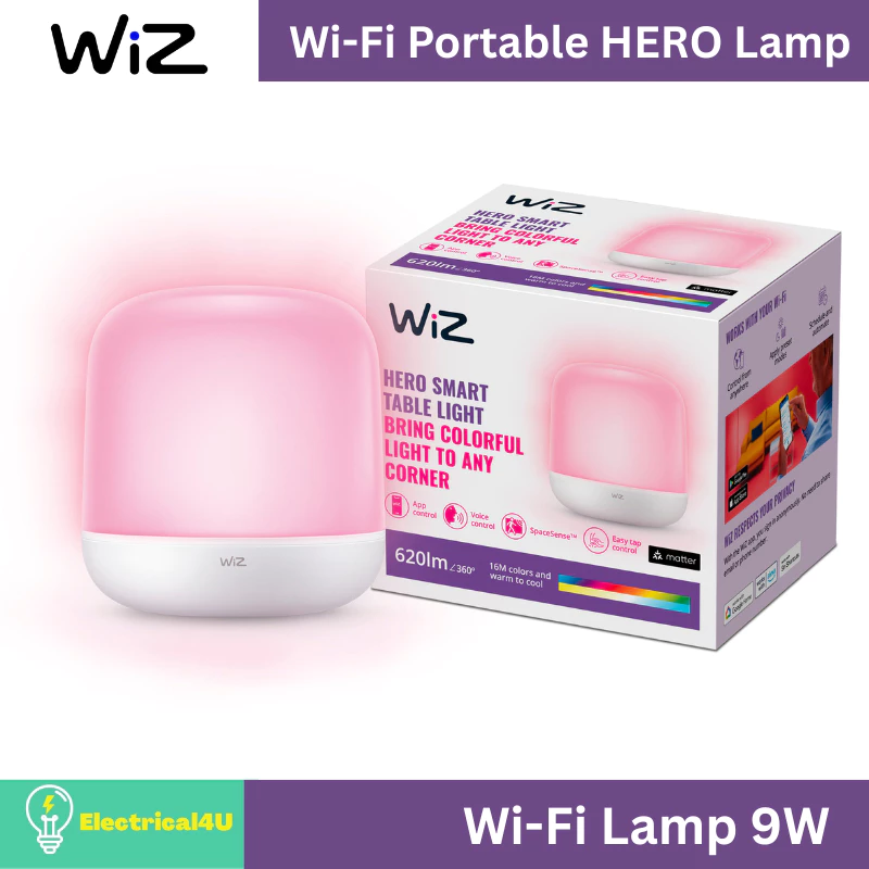 WiZ Portable HERO Lamp โคมไฟตั้งโต๊ะอัจฉริยะ เปลี่ยนสีได้ 16 ล้านสี 9W