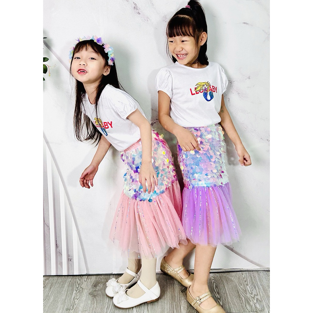 Unicrony [ส่งจากไทย]กระโปรงคอสเพลย์ นางเหงือก กลิตเตอร์ สายรุ้ง พลาสเทล กระโปรง mermaid - รูปที่ 7