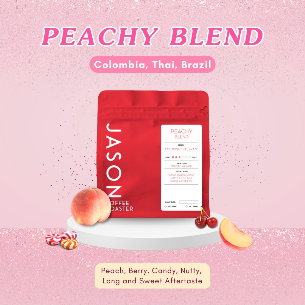 เมล็ดกาแฟคั่ว กลางอ่อน "Peachy Blend" Coffee Bean Medium-Light Roast