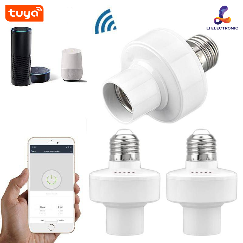Tuya WiFi สมาร์ทซ็อกเก็ต E27 อะแดปเตอร์หลอดไฟ LED ผู้ถือ E27การควบคุมด้วยเสียง（สมาร์ทซ็อกเก็ตหลอดไฟ）
