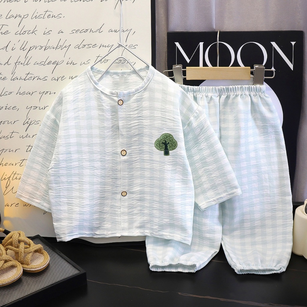 ชุดนอนเด็ก ชุดนอนเด็กน่ารัก ลายสก๊อต แขนยาวขายาว ใส่สบาย งานแฟชั่นสำหรับเด็กหญิง/เด็กผู้ชาย - รูปที่ 2