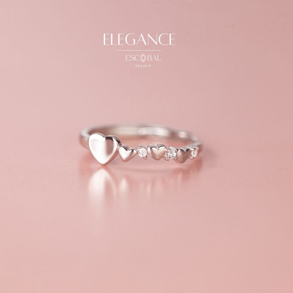 ESCOBAL✨แหวนเงินแท้ Elegance แหวนปรับขนาด แหวนแฟชั่น แหวนรัก แหวนเพชร ไม่ลอกไม่ดำ สไตล์ใหม่