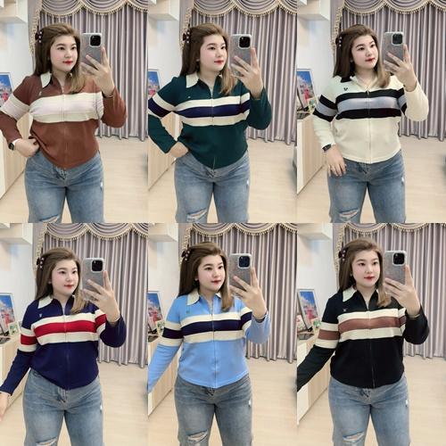 K161 เสื้อไหมพรหมคอปกแขนยาวปักการ์ตูน