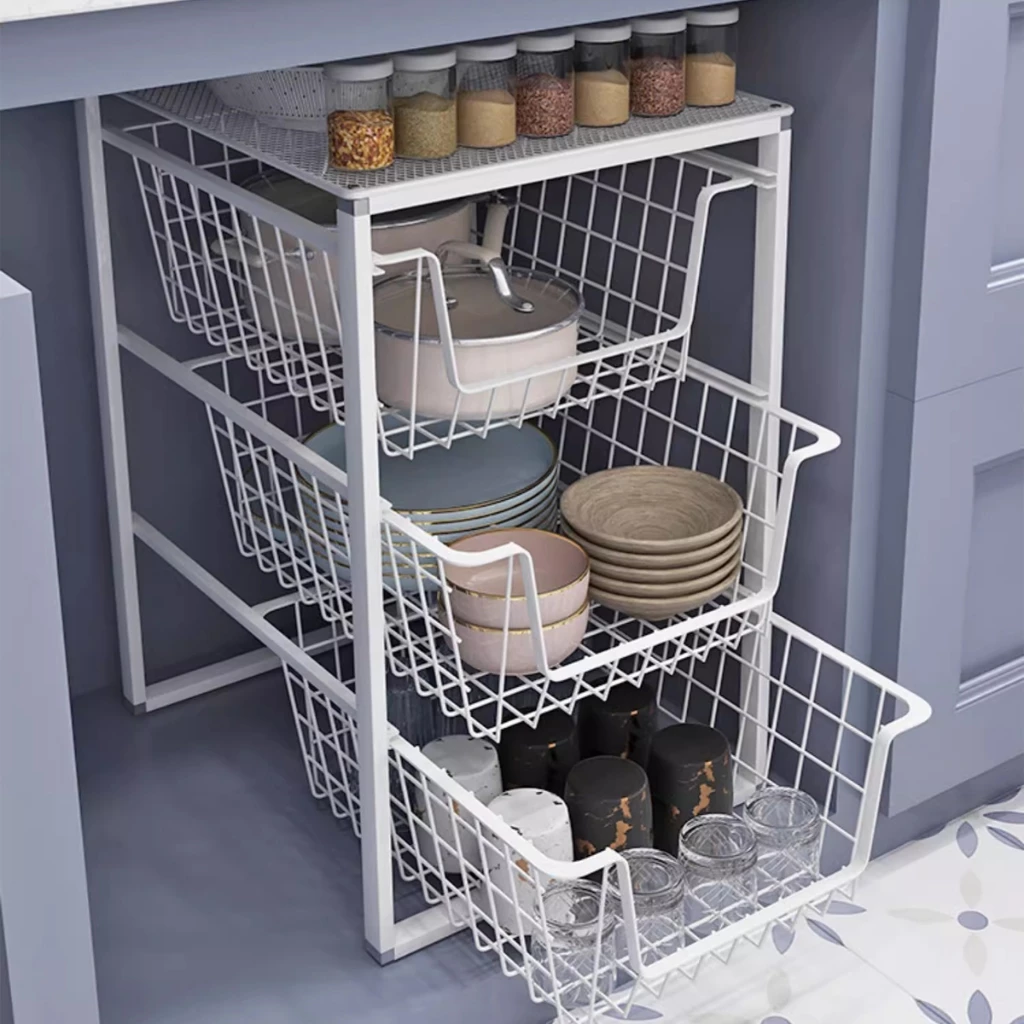 2/3Leyer ชั้นวางจาน Kitchen rack ชั้นวางของอเนกประสงค์ ชั้นวางใต้ซิงค์ ชั้นเก็บเสื้อผ้ามินิมอล จัดเก็บระเบียบ15่kg thumbnail 7