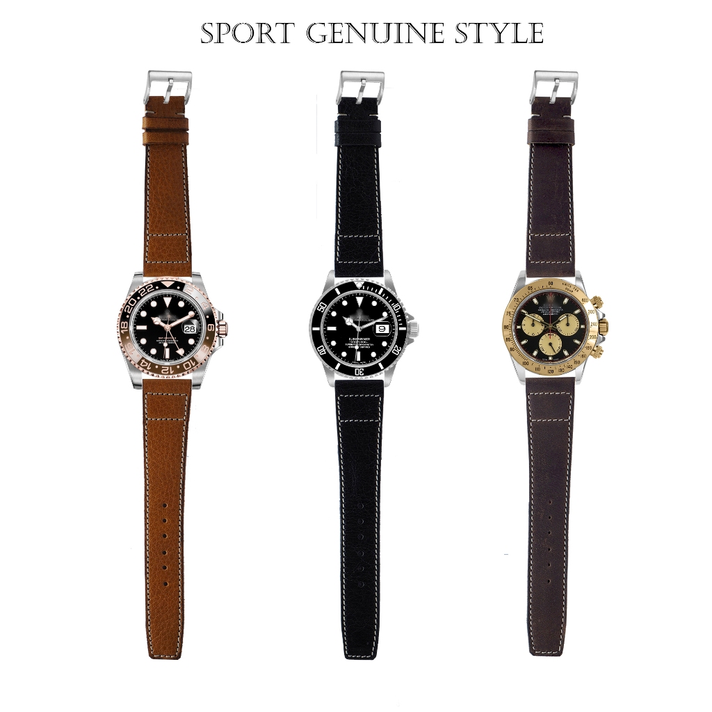 สายหนังวัว R0LEX SPORT และแบรนด์อื่นๆ (หนังวัวแท้เกรดพรีเมี่ยม)