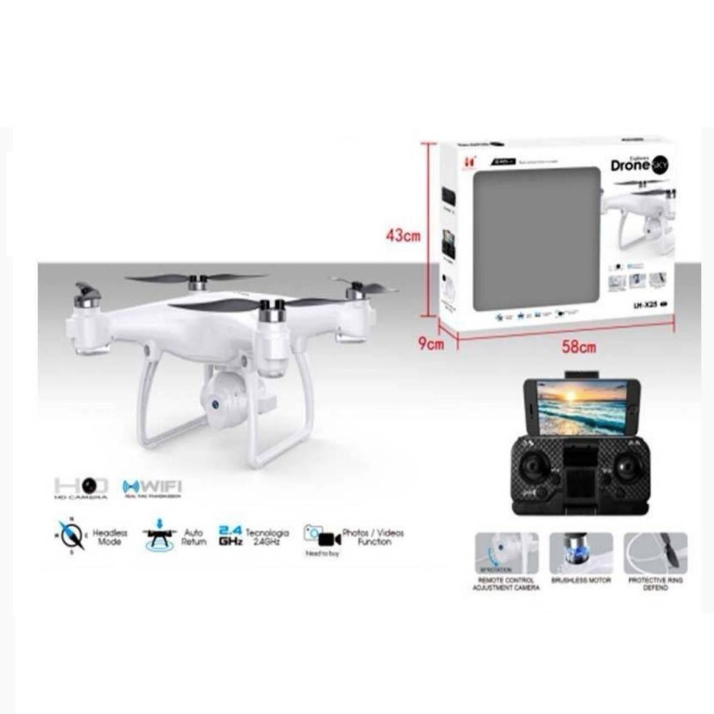 โดรนบังคับวิทยุติดกล้องLN-X25WF-200 Wi-Fi 720P(มอเตอร์บัสเลส)บินล็อกความสูงได้แบตเตอรี่ชาร์จอุปกรณ์พ