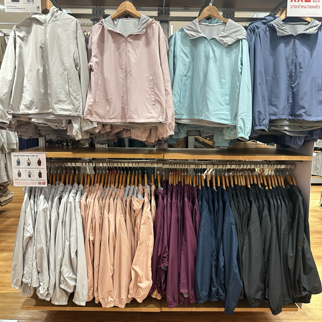 (S-2XL) พร้อมส่ง! Uniqlo เสื้อฮู้ดพาร์กาผู้หญิง ใส่ได้ 2ด้าน ของแท้จากช้อปไทย