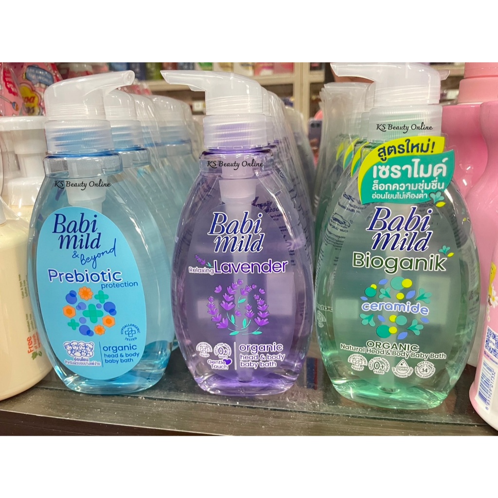 เบบี้มายด์ สบู่เหลว ผลิตภัณฑ์อาบน้ำและสระผม Babi Mild Bath Gel 380 มล.