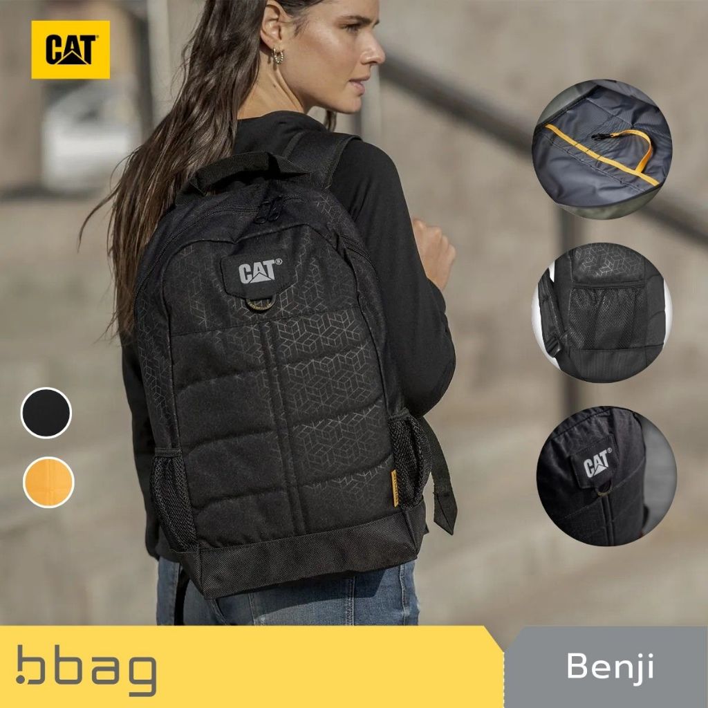 Caterpillar กระเป๋าเป้หลัง 20 ลิตร รุ่น Benji 84056 กันน้ำ เบา 370 กรัม มีช่องจัดระเบียบ [ดำ/เหลือง]
