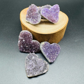 Natural Amethyst Heart 40–46 mm – Healing Crystal หินอะเมทิส…