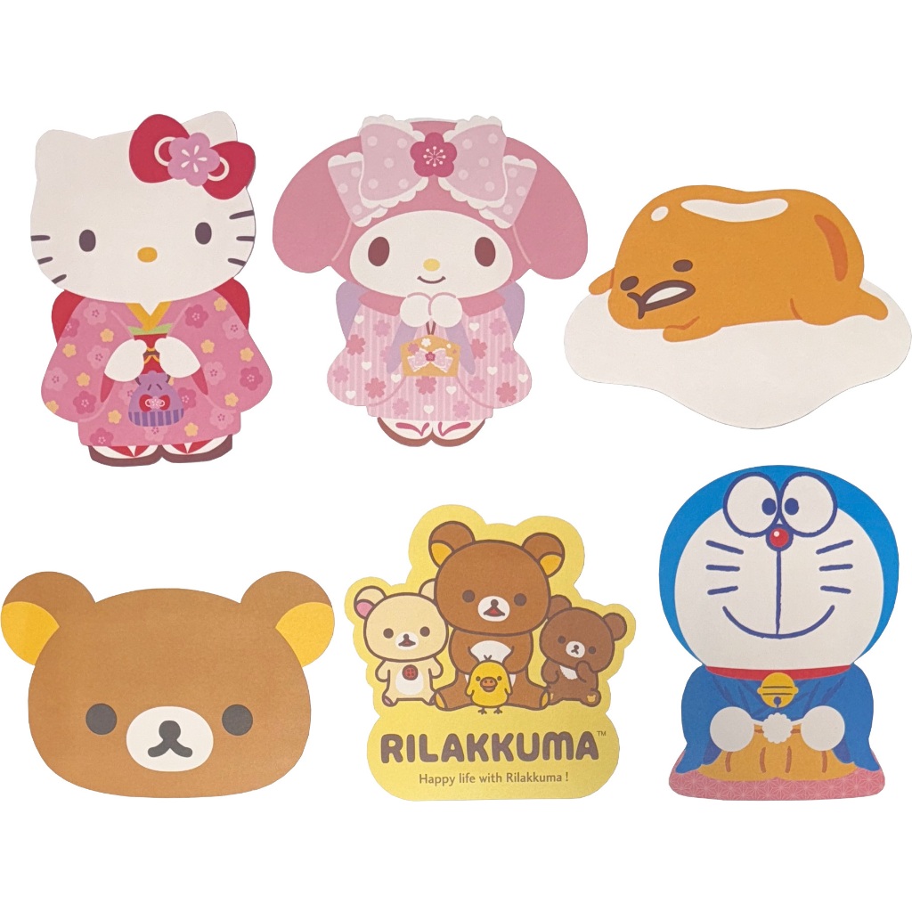 【Direct from Japan】Sanrio San-X Die Cut 3 Mini Envelopes Pochi bag Money bag New Year's Cash Gift Bag Stationery Japan with Sealing Stickers (Hello Kitty, My Melody, Gudetama, Rilakkuma, Doraemon)