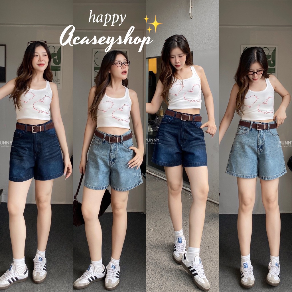 Acasey กางเกงยีนส์ผู้หญิง ขาสั้น ผ้าไม่ยืด Heartie Shorts PN มี Big Size