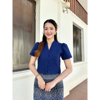 เสื้อคอวีปีน กระดุมหน้า อัดกาวทั้งตัว งานพรีเมี่ยมตัดติ้งเนี๊ยบ สวยมาก