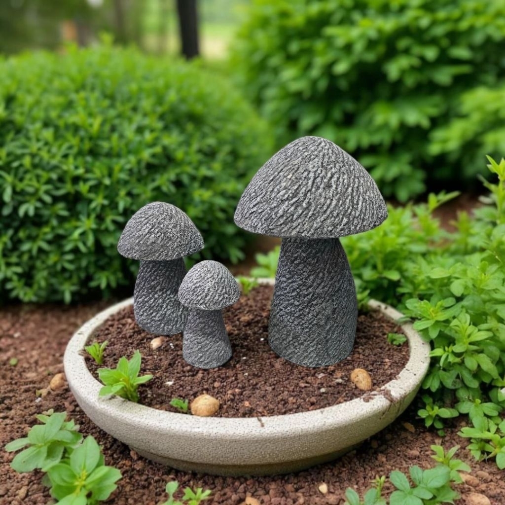 เห็ดแต่งสวน เห็ดจัดสวน (วัสดุ ปูนปั้น) Set 3 ชิ้น - รูปที่ 4