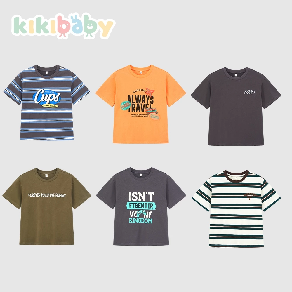 [130-160]พร้อมส่งเสื้อยืดโอเวอร์ไซส์ เสื้อผ้าเด็กผู้ชาย เด็กโต ฮิปฮอป เสื้อสีพื้น ลายทาง เสื้อผ้าเด็กชาย TB