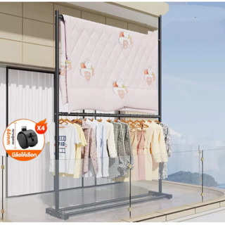 ราวตากผ้า [ราว 2ชั้น] โครงเหล็กเเข็งเเรง เเขวนได้50ตัว+ ราวเ…