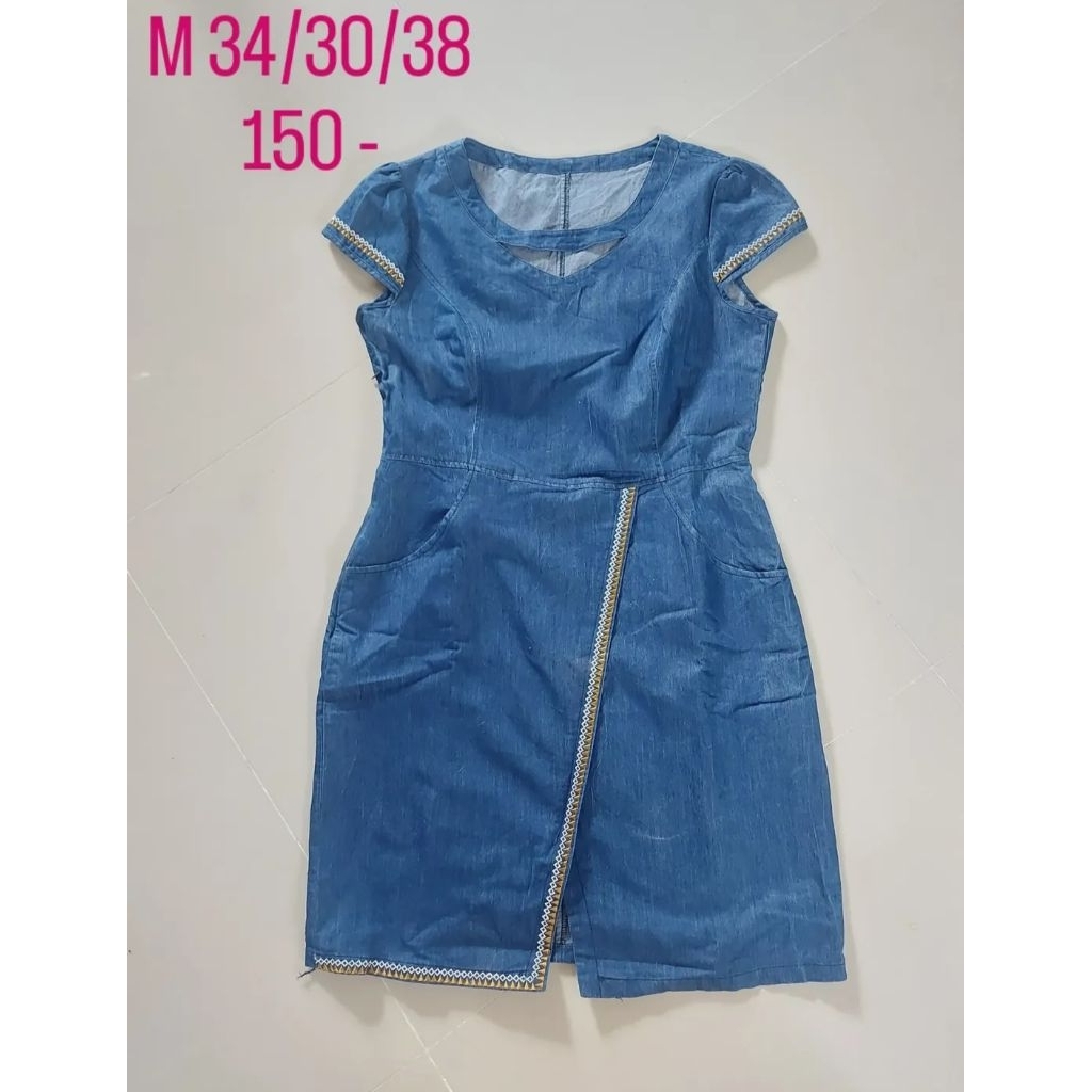 DR01 เดรสคอตตอนเดนิมมือสอง