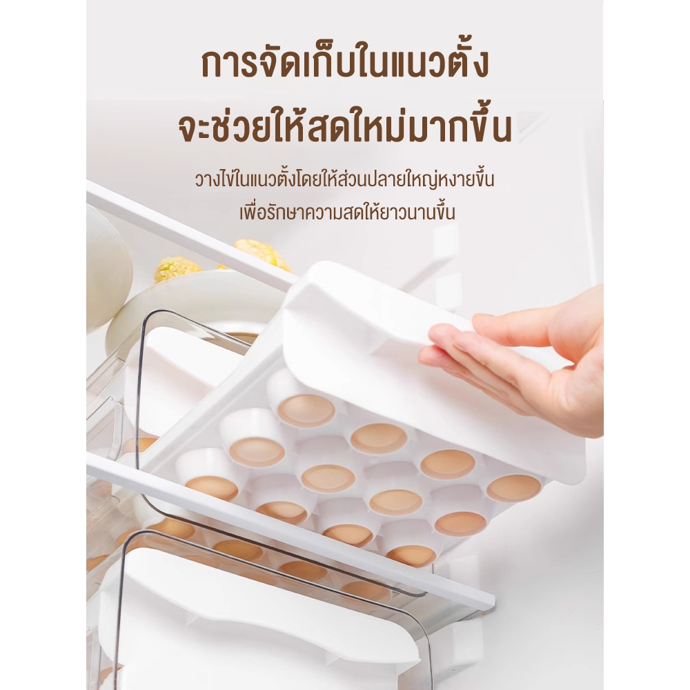 Isidoro กล่องเก็บไข่ 2 ชั้น 32ได้ ไข่ จัดเก็บง่าย ประหยัดพื้นที่ ลิ้นชักเก็บไข่ไก่ วางในตู้เย็นได้ รูปที่ 8