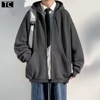 TC เสื้อสเวตเตอร์ซิปผู้ชายฤดูหนาว เสื้อขนแกะ แจ็คเก็ตคลุมด้วยผ้า ผ้าหนา ทรงหลวม รุ่น2838