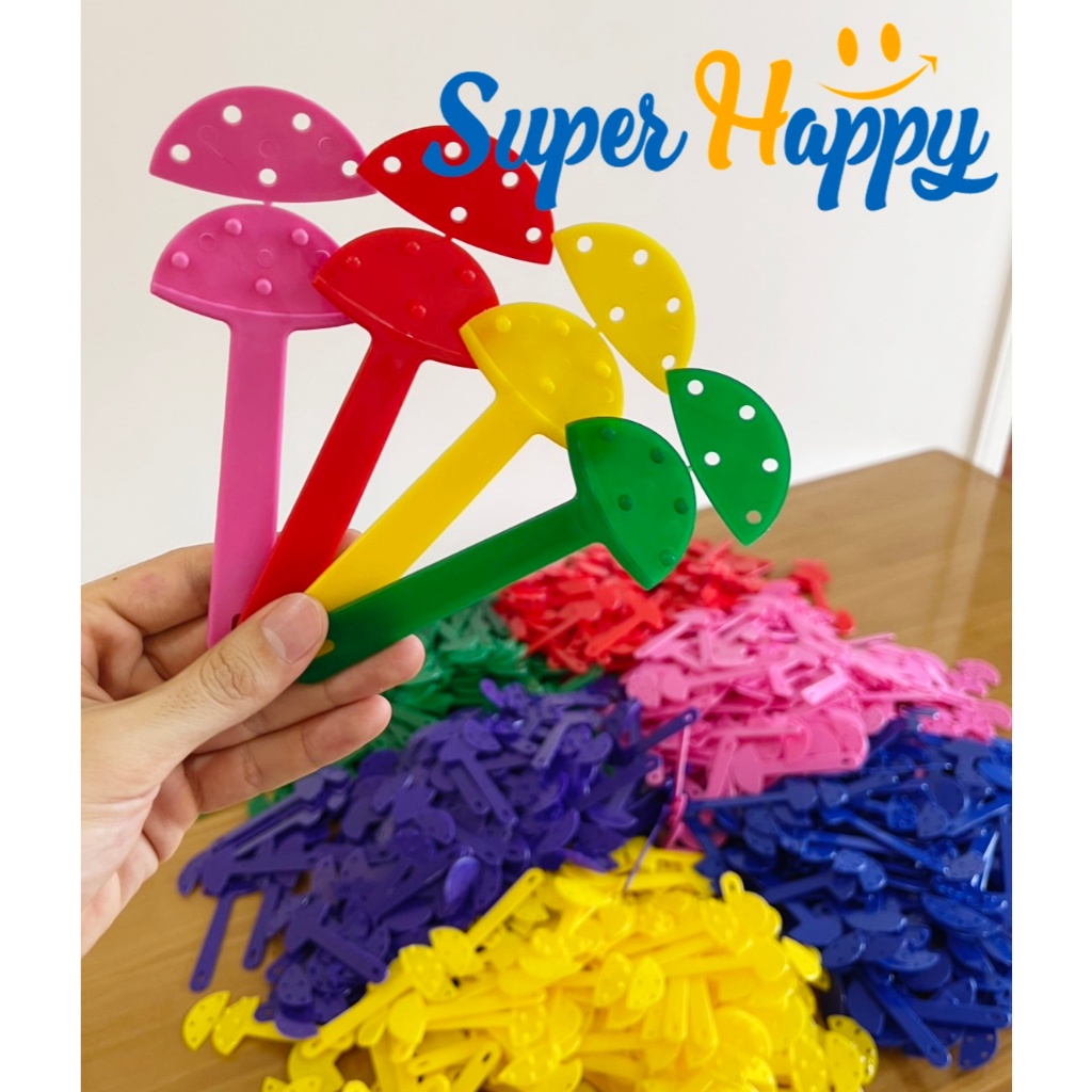 ด้ามพัดพลาสติก 5 ปุ่ม(ขายส่ง 100 ชิ้น) | สำหรับทำพัดกระดาษ พัดแฟนคลับ DIY อุปกรณ์งานประดิษฐ์
