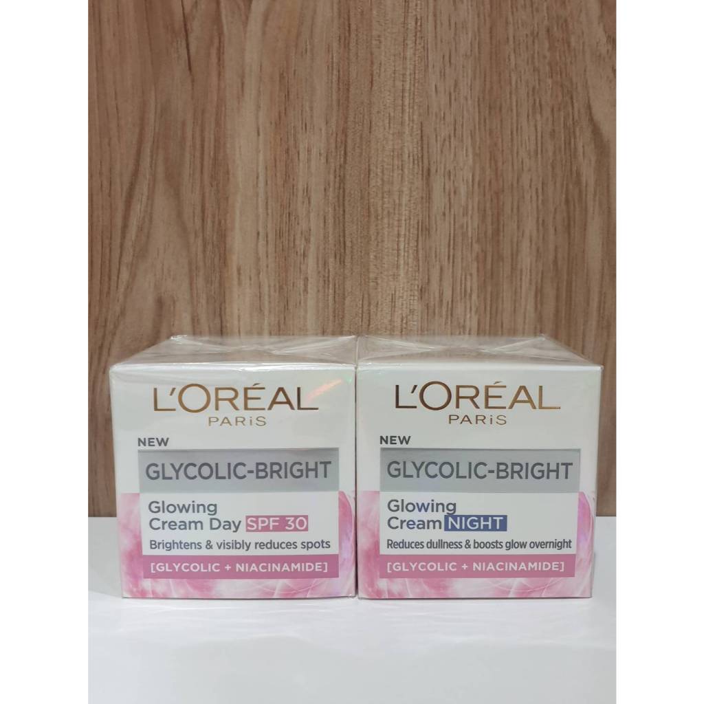 ลอรีอัล ปารีส LOREAL Paris Glycolic Bright Glowing Cream Day SPF30 หรือ Night  (50ml)