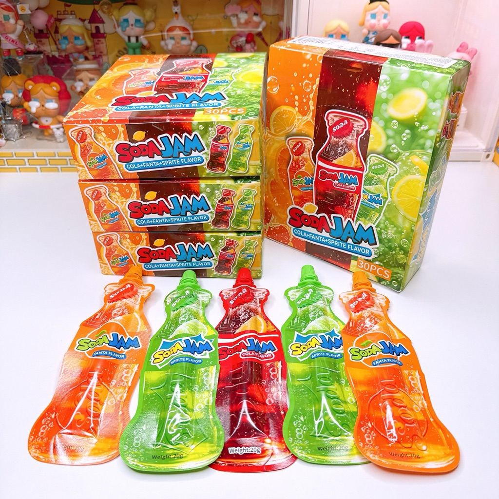 โซดาแยม อัดลม โคล่า สไปร์ท น้ำส้ม 1 กล่อง 30 ชิ้น