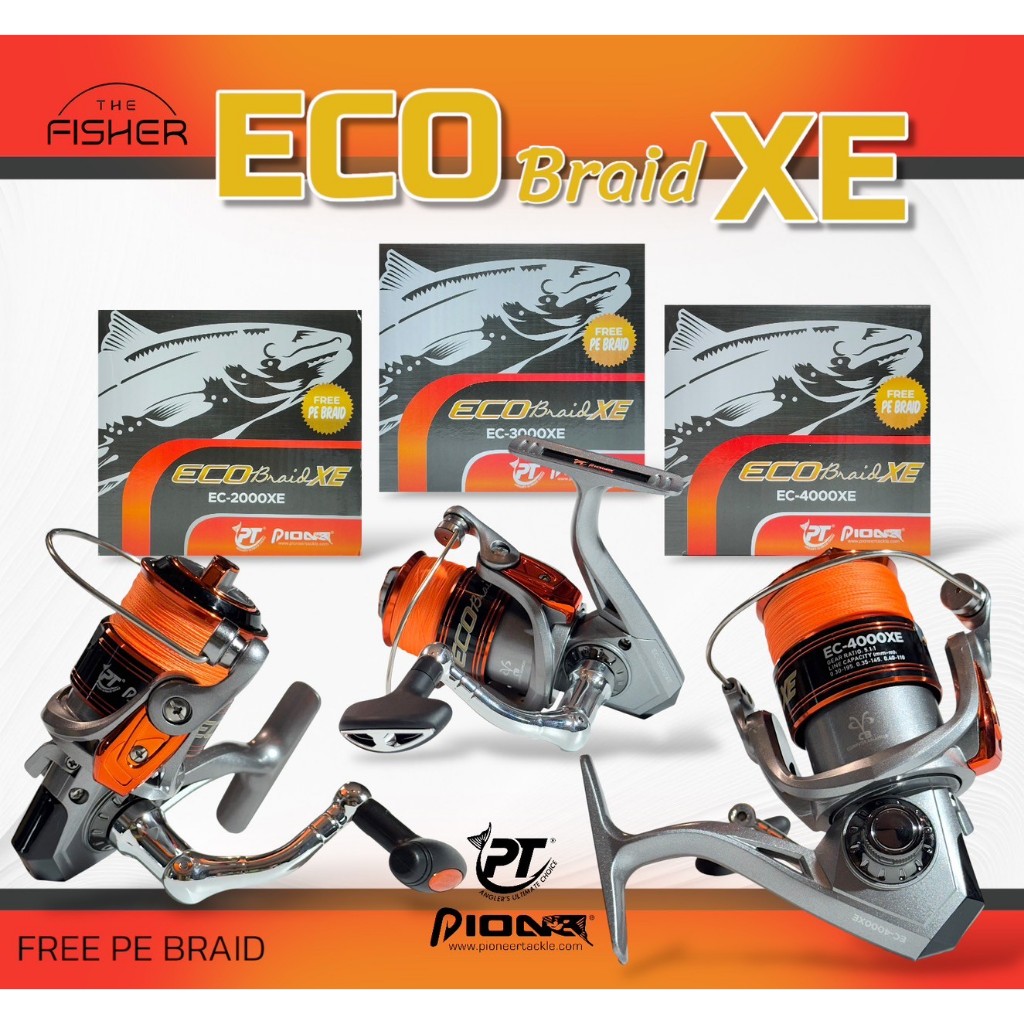 A01 PIONEER รอกสปิน รุ่น ECO Braid XE สปูนโลหะ ลูกปืนลื่นๆ 3 ตลับ มีสายพีอีในรอกพร้อมใช้งาน