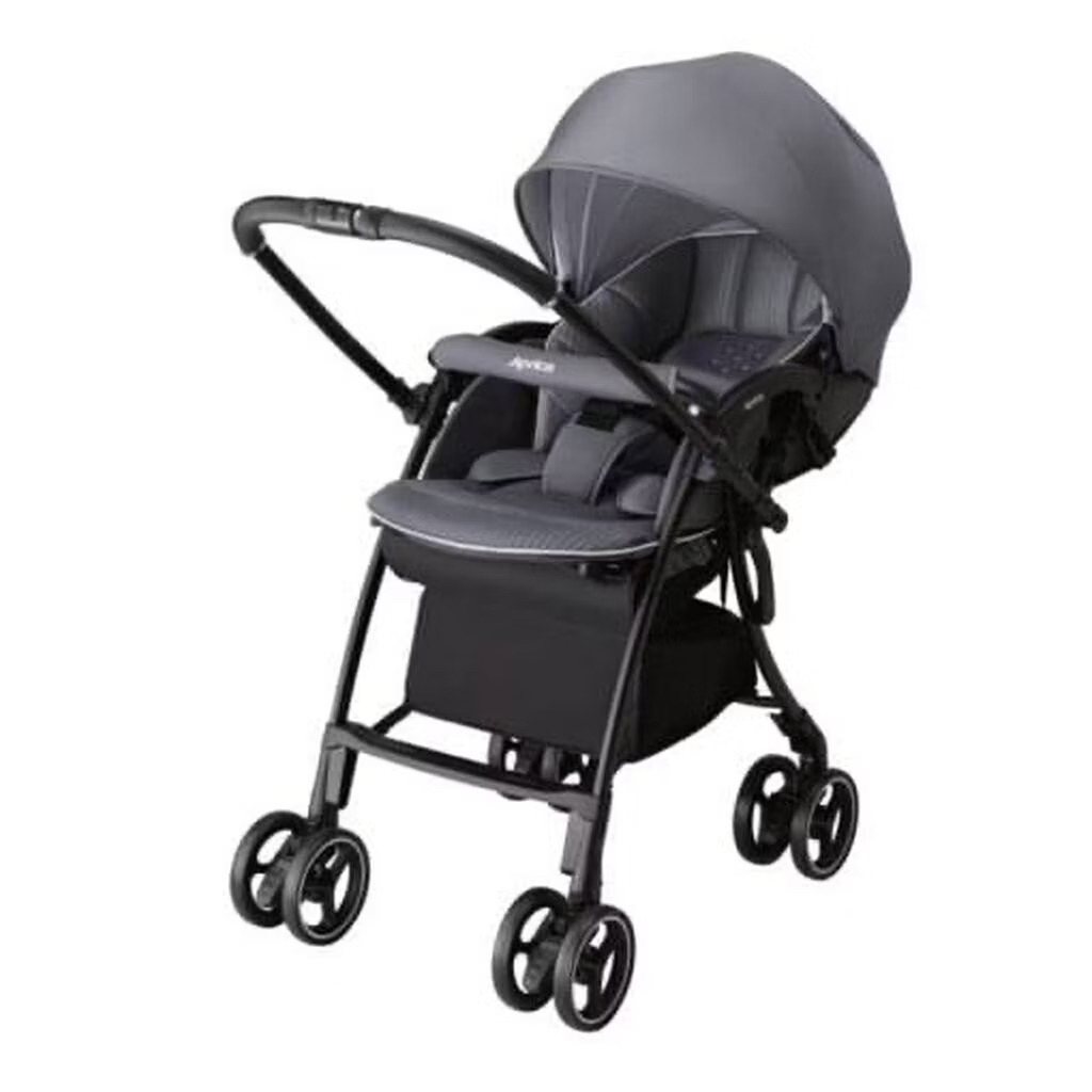 รถเข็น Aprica Luxuna cushion II สีเทา รถเข็นเด็กแรกเกิด มือสอง สภาพดี