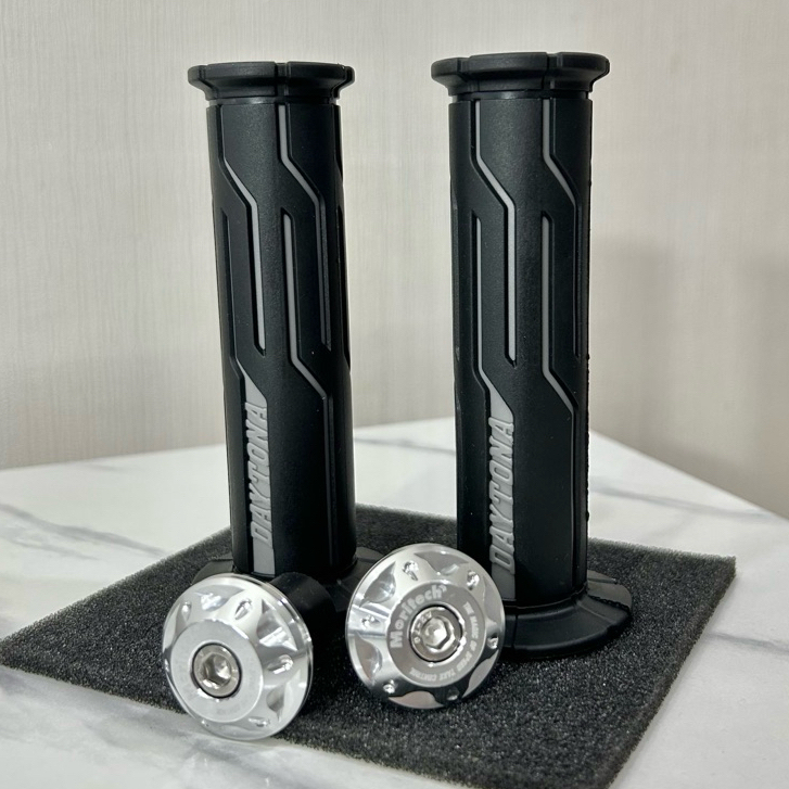 ปลอกแฮนด์นิ่มๆ Daytona สีเทา พร้อมปลายแฮนด์ CNC ROTTAE