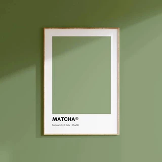 (พร้อมส่งจากไทย ภาพรวมกรอบ) 🍵มัทฉะ🍵 ชาเขียว Matcha ภาพมัทฉะสไตล์มินิมอล ตกแต่งคาเฟ่ ห้องนั่งเล่น คาเฟ่