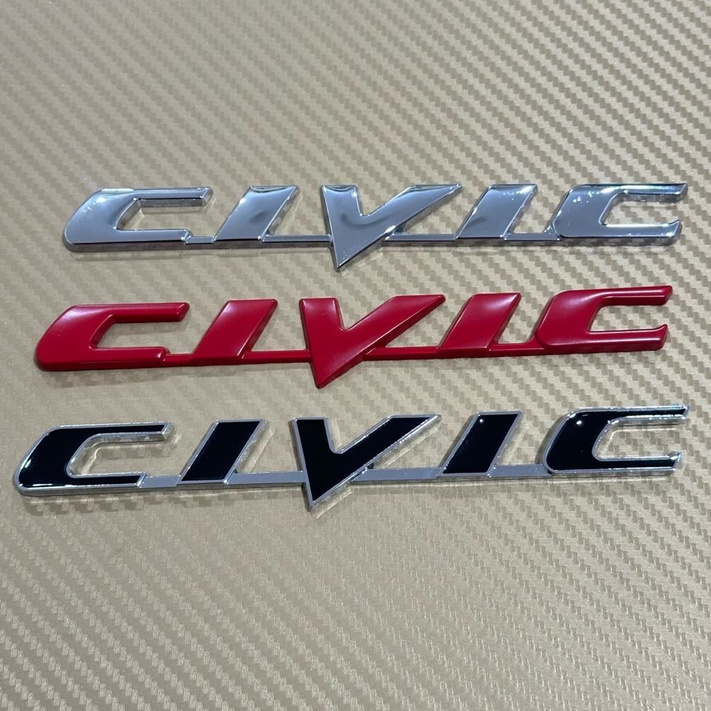 โลโก้* CIVIC รุ่น FD งานโลหะ ติดรถ Honda ขนาด* 2.2x17.5 cm  ราคาต่อชิ้น