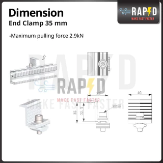 End Clamp 30-35mm ตัวยึดของแผง ตัวยึดปลายแผงโซล่าเซลล์ - 52212