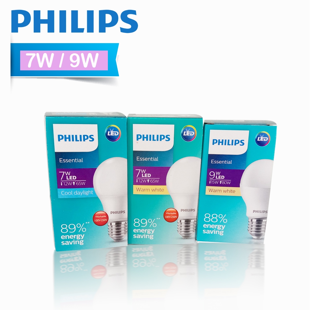 หลอดไฟ PHILIPS Essential LED 7W / 9W E27
