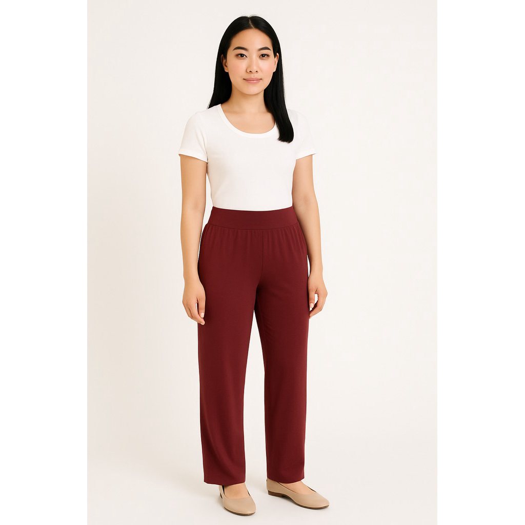 [Straight Pant] กางเกงขาตรงมีกระเป๋าผ้าเรยอนสเปนเด็กซ์มีไซส์ L, XL