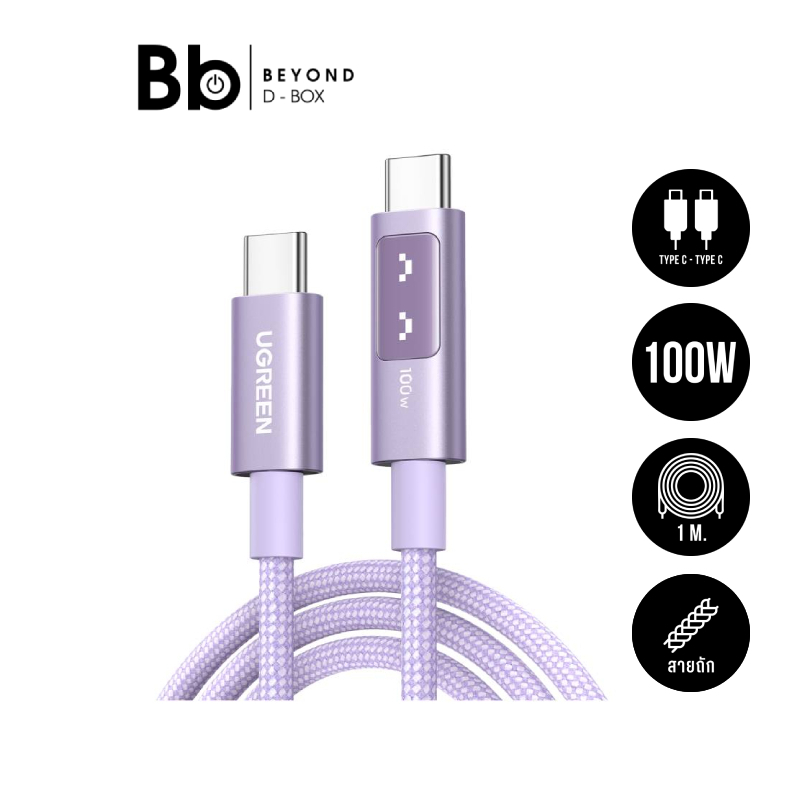 สายชาร์จ Ugreen USB-C to USB-C Nylon 100W Robot Purple by BB Beyond D-Box