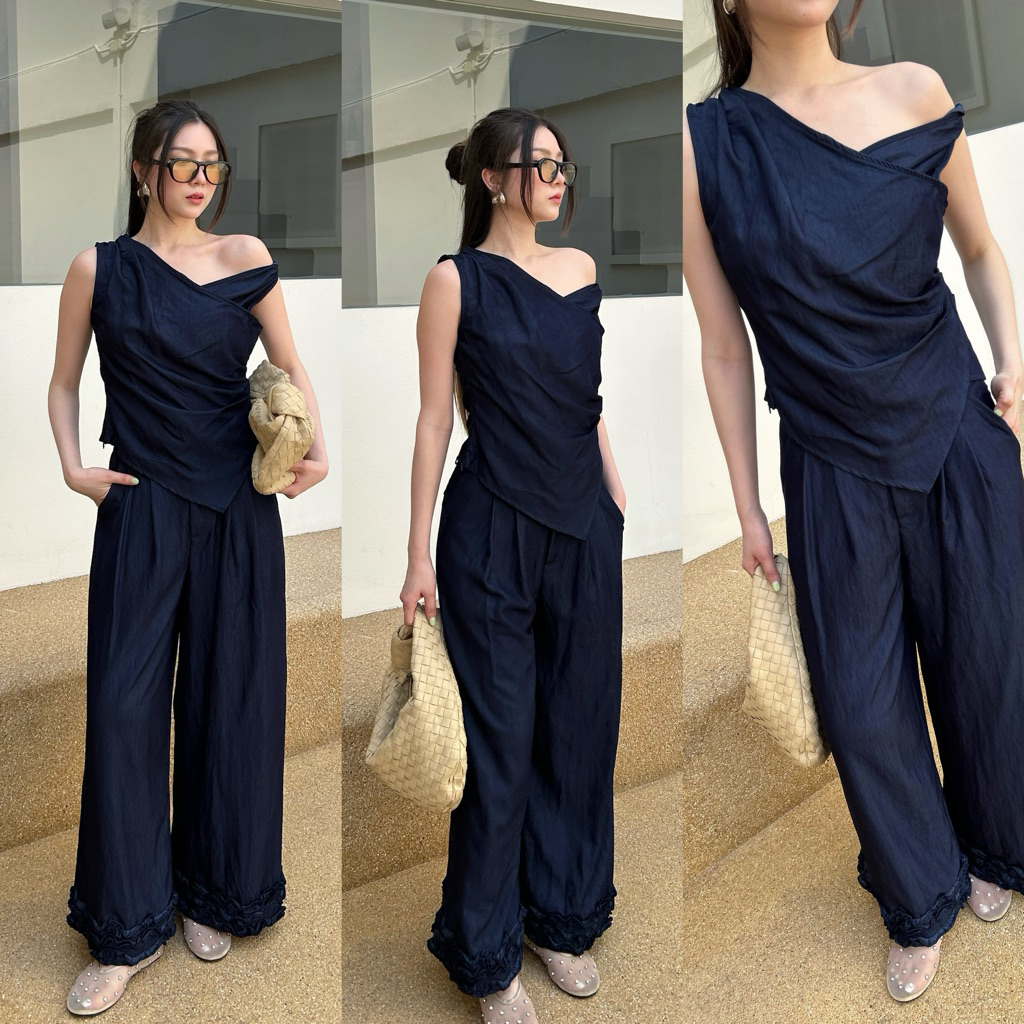 tshop เซต Dark denim เสื้อ+กางเกง