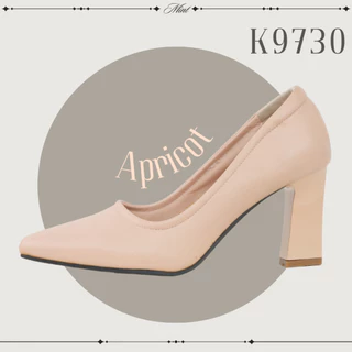 สินค้าพร้อมส่ง K9730 รองเท้าคัทชู ส้นก้อน สูง3นิ้ว มี 7สี หนังพียูหนังนิ่ม