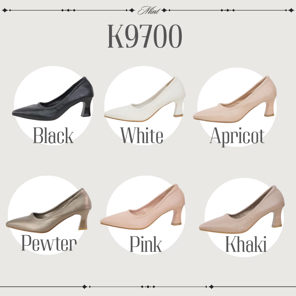 พร้อมส่ง K9700 รองเท้าเท้าคัทชู ส้นสูง2นิ้ว 35-44 ปลายแหลม แบรนด์ Kitepretty