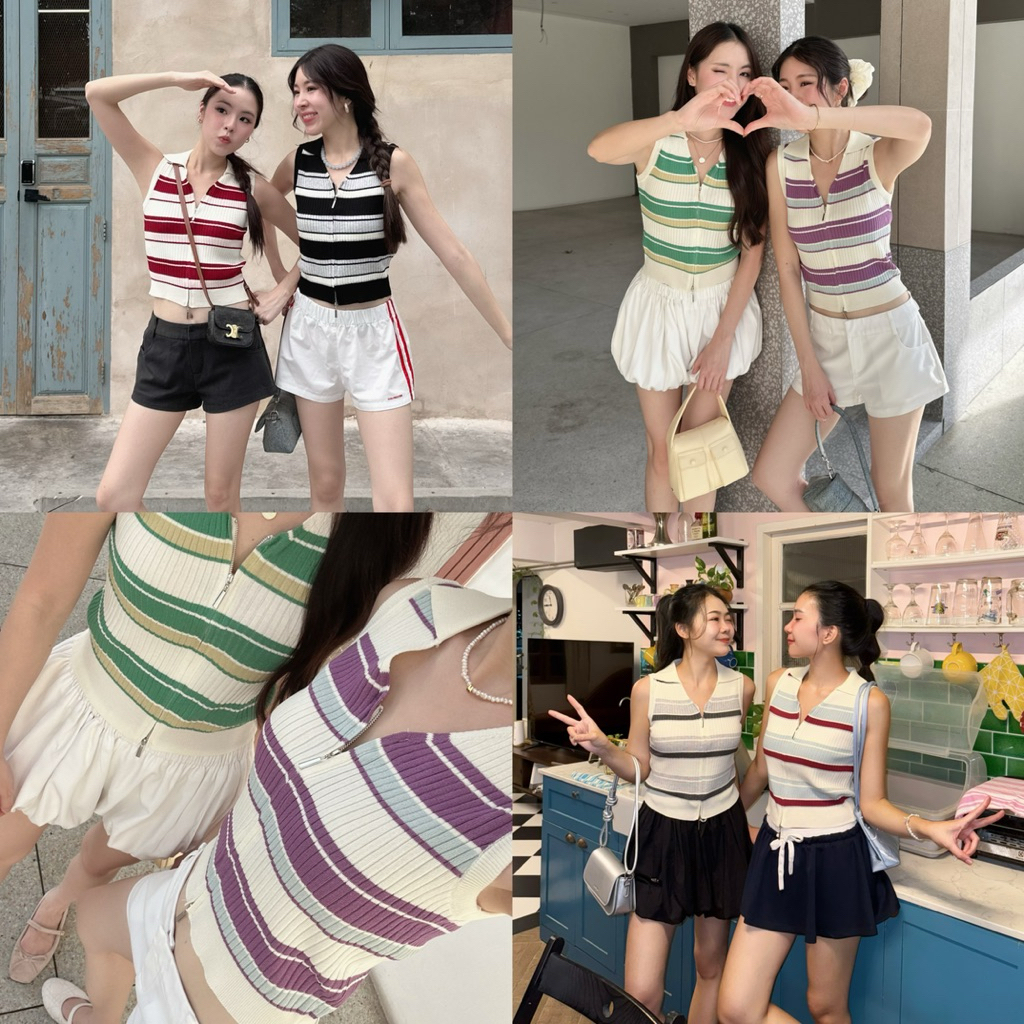3pcs.basket “T2511” Hobby top เสื้อไหมพรมซิปหน้า