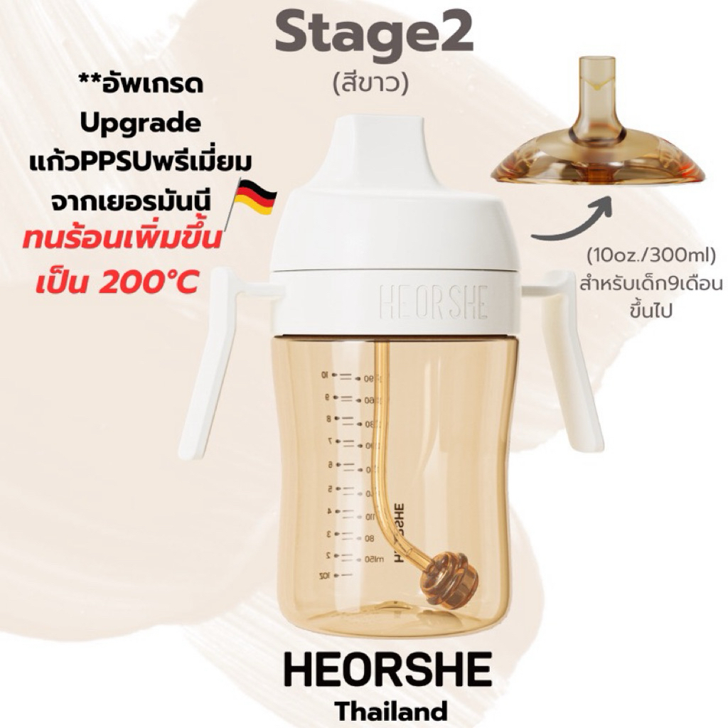 มือสอง สภาพดีมาก🦷Heorsheแก้วรุ่นใหม่PPSU🎉🇺🇸แก้วหัดดื่มฟันสวยDental-CareSippyCupวัสดุPPSU