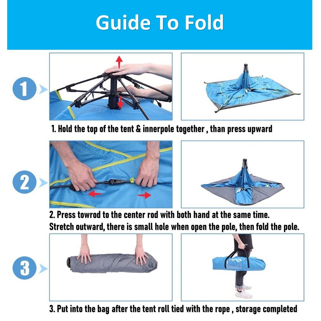 เต็นท์ออโต้ใหม่! เต็นท์แคมป์ปิ้ง2x2m กันUV สำหรับครอบครัว 3-4 คน ตั้งง่ายใน 1 นาที พกพาสะดวก กันแดด-กันน้ำ สุดคุ้มโปรโม - รูปที่ 6