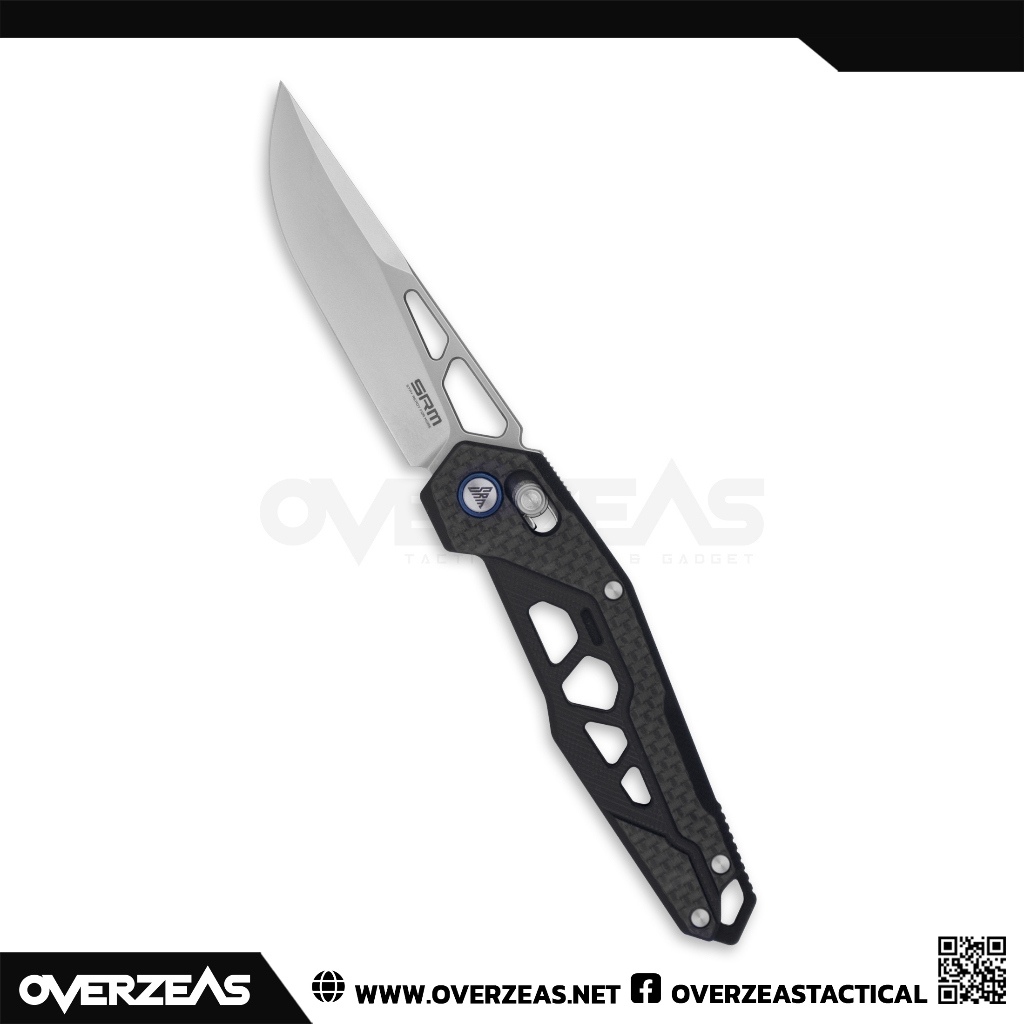 มีดพับ SRM Mecha Ambi Lock G-10/CF Overlay Handle (D2 3.3" Beadblast),9225-KB