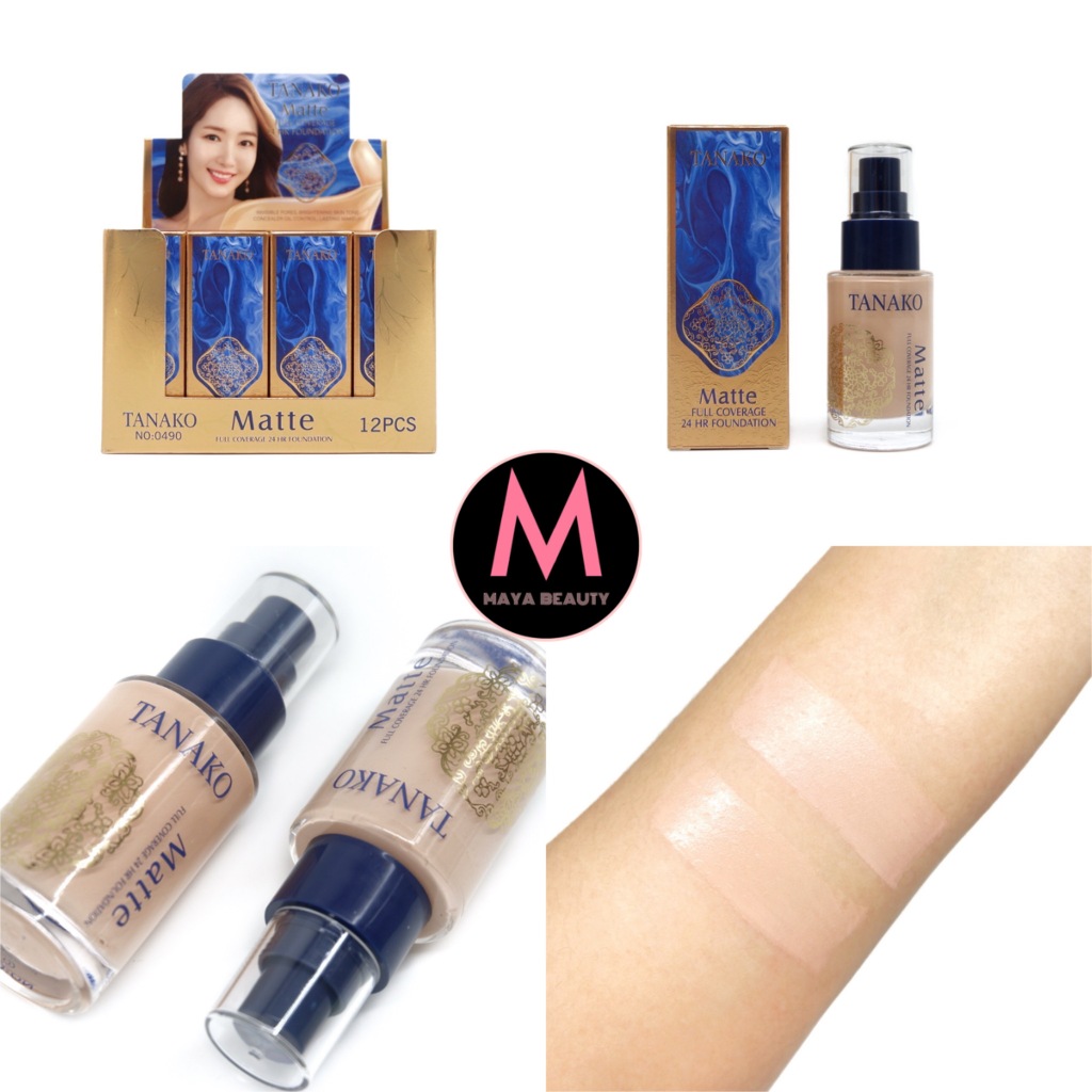 {12ขวด} TANAKO Matte Full Coverage Foundation ครีมรองพื้น เรียบเนียน ปกปิดผิวแนบสนิท no.0490
