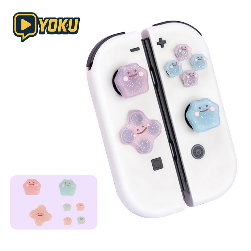 ปลอกปุ่มจอยสติ๊กซิลิโคนอ่อนนุ่มสำหรับ Nintendo Switch/OLED NS-JOY-CON ฝาครอบปุ่มโยก