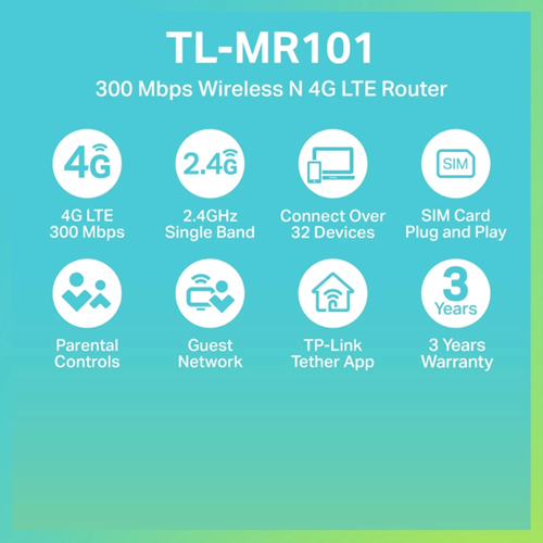 TP-Link TL-MR101 เราเตอร์ใส่ซิม 300 Mbps รองรับ 4G ทุกเครือข่าย