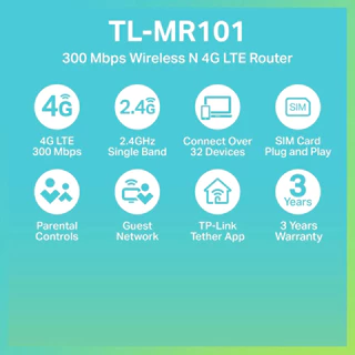 TP-Link TL-MR101 เราเตอร์ใส่ซิม 300 Mbps Wireless N 4G LTE Router รองรับ 4G ทุกเครือข่าย* ประกัน 3 ปี